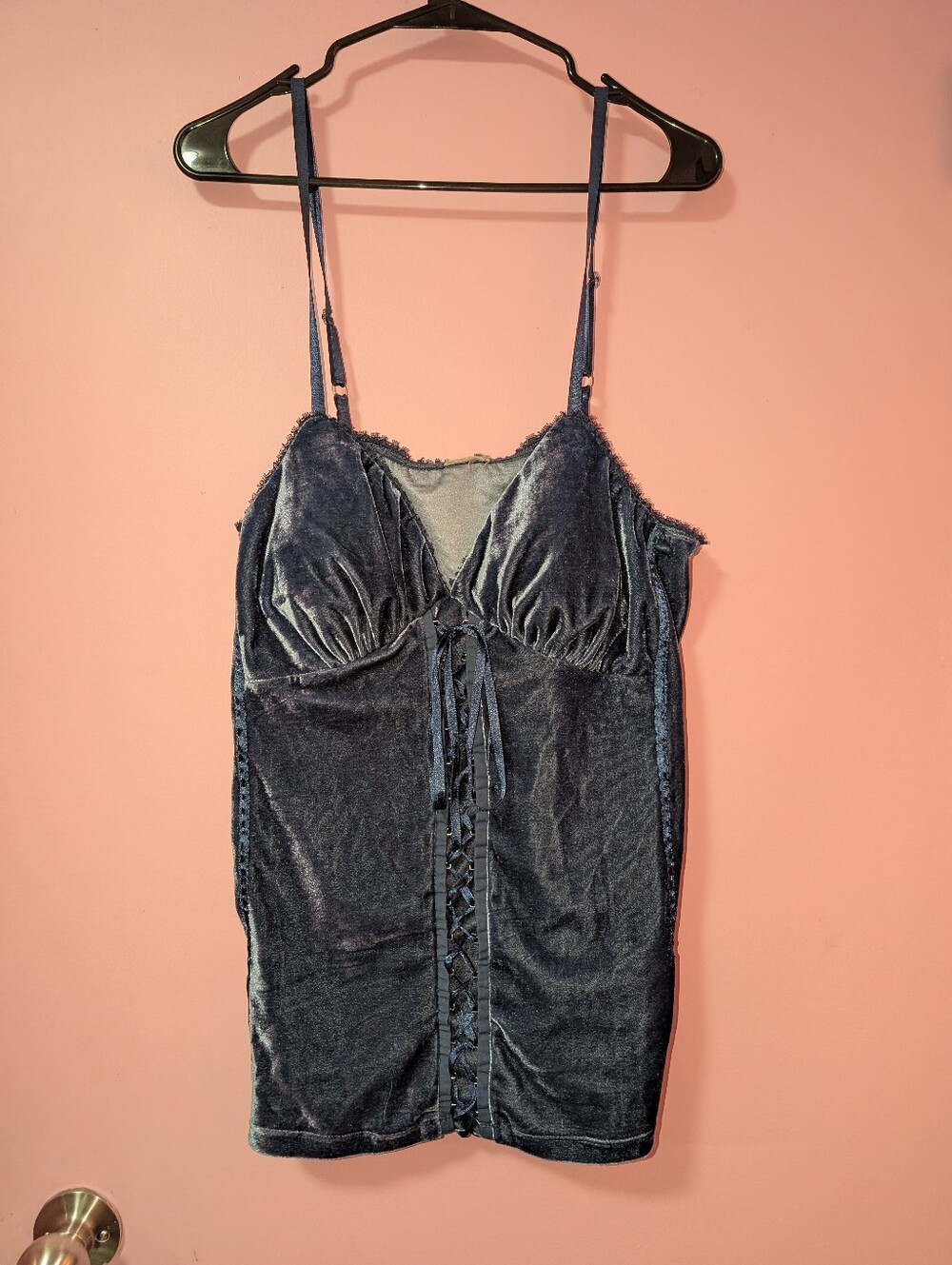 Vintage 90s Blue Velvet Corset Top